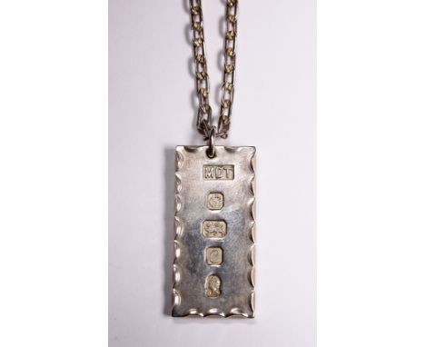 SILVER INGOT. Silver ingot on silver chain, 25g