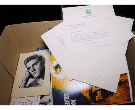ENTERTAINMENT MEMORABILIA. Box of entertainment memorabilia including signed pictures etc