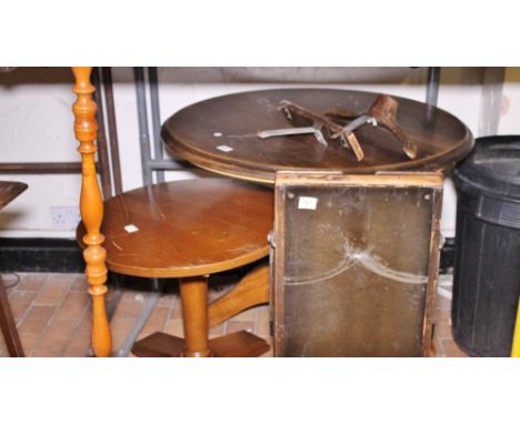 QUANTITY OF MIXED FURNITURE. Mixed furniture including two tables, planter, standard lamp etc. (Bottom lot)