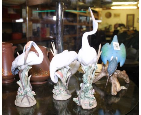 LLADRO HERON FIGURES. Two Lladro heron figures