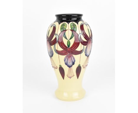 A boxed Moorcroft pottery vase by Rachel Bishop, in the 'Sunshine Chandelier' pattern, no. 15/100, the baluster body with tub