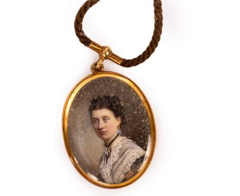 English School, Mid 19th Century/Portrait Miniature of Louisa Blanche Foljambe/watercolour on ivory, mounted as a pendant to 