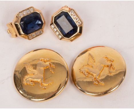 A pair of Christian Dior costume ear clips and a pair of Hermès ear clips depicting Pegasus CONDITION REPORT: Condition infor
