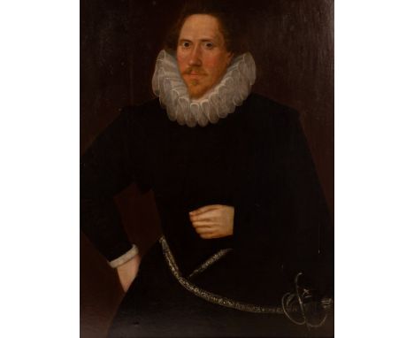 English School, Late 16th Century/Portrait of a Gentleman/traditionally identified as Sir Valentine Knightley/oil on panel, 8