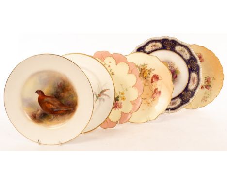 A Royal Worcester plate finely painted a grouse by Harry Davis, 23cm diameter and other decorative Royal Worcester plates CON