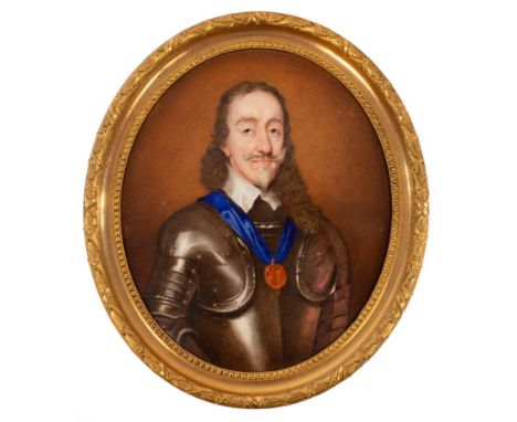 Attributed to Henry Bone (1755-1834)/Portrait of King Charles I/half-length, wearing armour and the badge of The Order of the