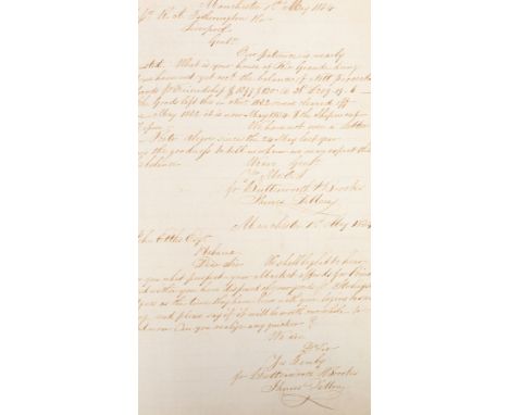 Manuscript Letter Book 1833-45 of Messrs Butterworth & Brooks Calico Printers, High Street, Manchester. Folio, orig. vellum (