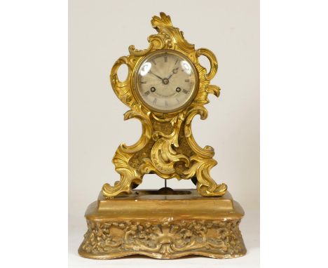 Leroy et Fils, Paris, a French 19th Century 8 day gilt brass mantel clock, the silvered dial signed, with Roman numerals, the