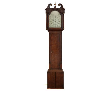 Joseph Durward, Edinburgh, a Scottish George III 8 day oak longcase clock, late 18th/early 19th century, the 12" silvered dia