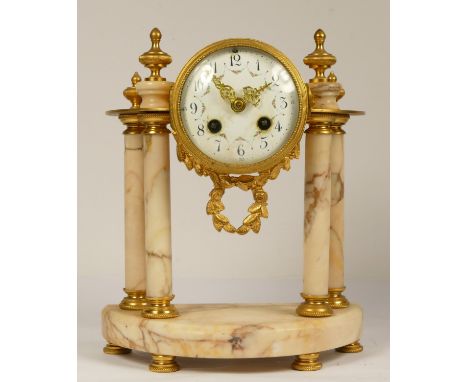 P. Bonnet &amp; P. Pottier, Paris, a late 19th century French marble and gilt metal mantel clock, enamel dial, lacking bell, 