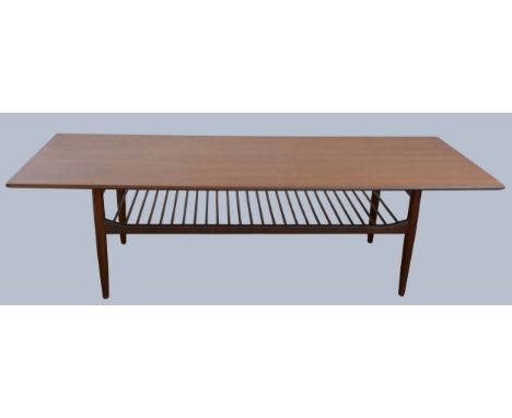 Kofod Larsen for 'G' Plan teak coffee table, c.1960s, part of the Danish Design range, having rectangular top above a spindle