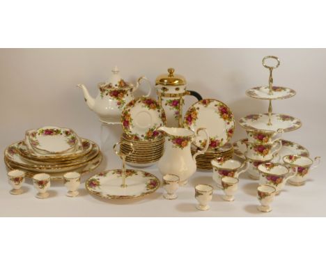 A Royal Albert (Old Country Roses) breakfast and afternoon tea service for 12 place settings comprising; tea cups and saucers
