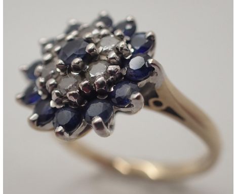 9ct gold ring set with sapphires and diamoonds Size N/O