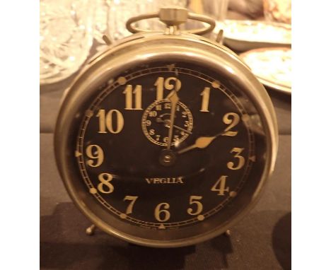 Antique brass cased Veglia alarm clock