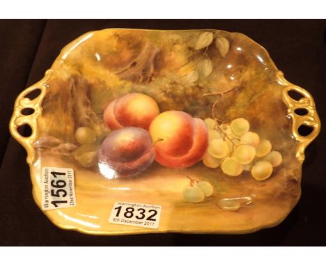 Royal Worcester Fallen Fruits twin handled tray signed Price with restoration
