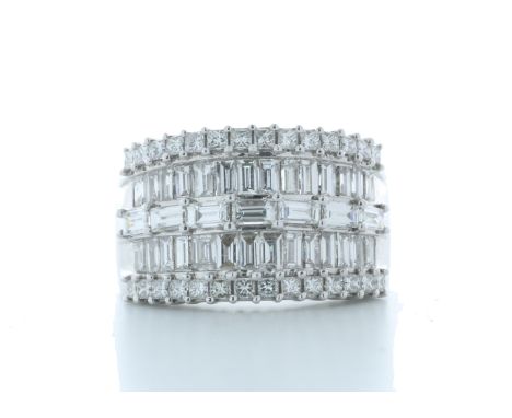 A mixture of sixty three various shaped diamonds are set in this wide band eternity style 18ct white gold ring. Item Specific