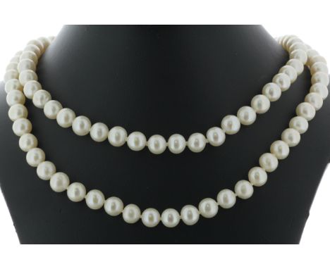Freshwater cultured 7.0 - 7.5mm pearl necklace. Pearl quality AAA. This necklace is 36 inches long.  Item Specifications: Met