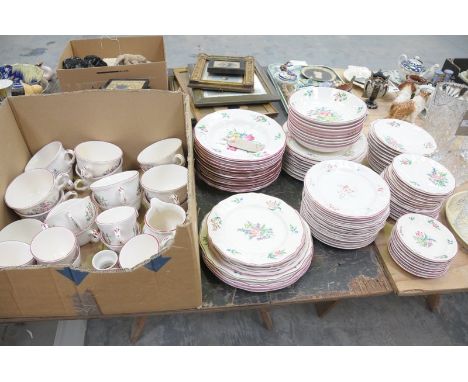 A Qty of French " Luneville " floral pattern tea and dinner wares, cups, soup bowls, dinner , side plates, etc. CONDITION REP