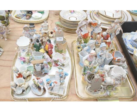 2 Trays of decorative figures including continental and bisque examples.