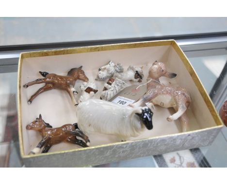 Assorted Beswick model foals, 4 Beswick cat musicians, Beswick black faced sheep, etc.