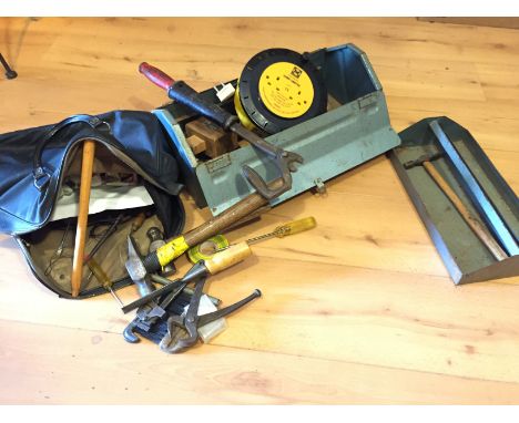 *A selection of hand tools some in a holdall the rest being in a metal tool box.