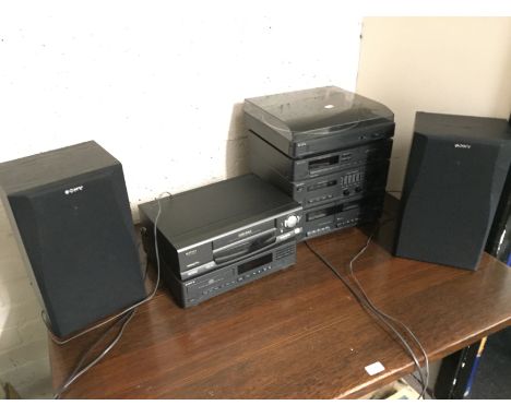 * A stereo system a video recorder and a cd player.