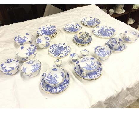 A part Royal Worcester breakfast set in blue and white.