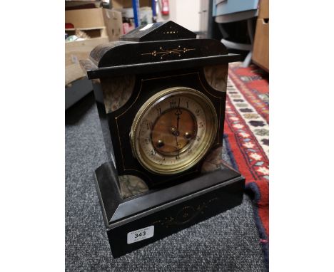 A Victorian marble and slate mantle clock 