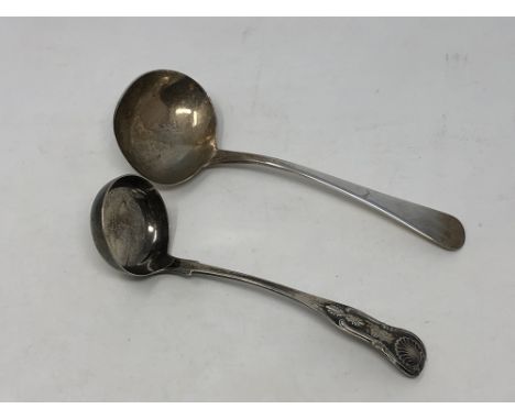 A Georgian silver ladle and a Victorian example (2)