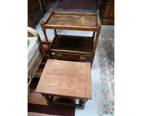 A mahogany trolley and storage stool 