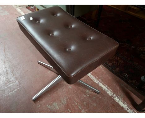 A mid century button vinyl stool on chrome base. 