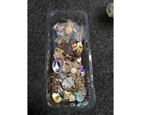 A quantity of pin badges, enamel badges etc 