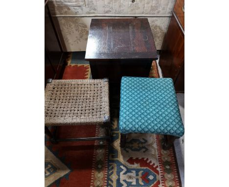Two footstools together with an Edwardian commode 