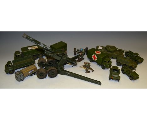 Die Cast Toys - a Dinky Military Ambulance; a Dinky 10 Ton Army Truck; Centurian Tank; Army Wagon; 3 ton Army Wagon; Armoured