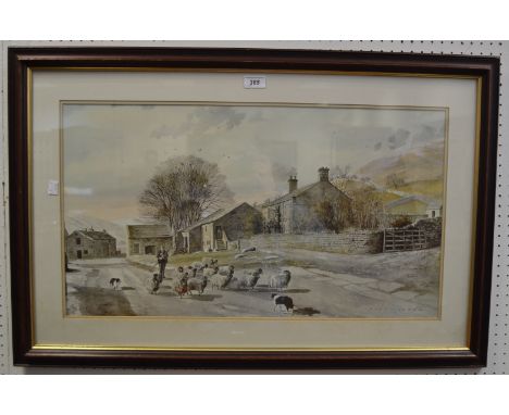 Pictures and Prints - after, Alan Ingham, Shepherd and his flock, framed; after Peter Owen Jones, Over Hill and Dale, framed 
