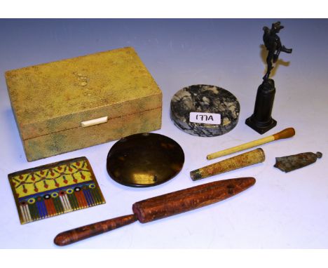 Boxes and Objects - after Giovanni Giambologna late 19th century miniature dark patinated bronze figure of Hermes the messeng