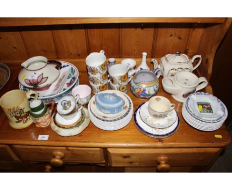 A Poole pottery jug; a Wedgwood Jasper ware trinket box; a Lorna Bailey pottery jug and various other decorative china