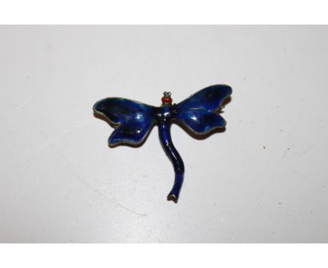 A Sterling silver and enamel decorated insect brooch 