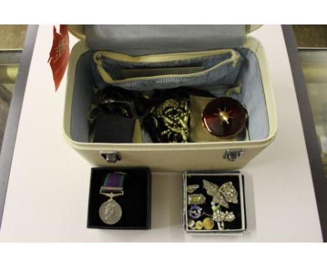 A box containing various wrist watches; a compact; costume jewellery etc.