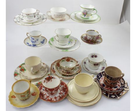 A quantity of cups, saucers and plates, some matching, to include an early 20th century Royal Worcester cup, saucer and plate