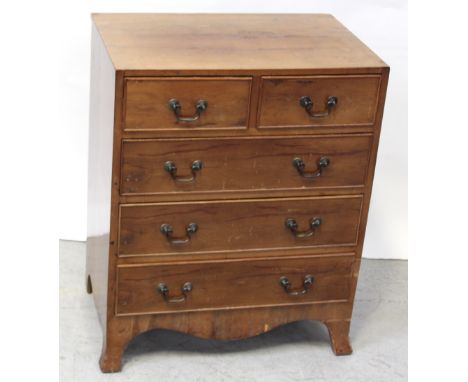 A small modern George III style caddy-topped chest of two-over-three drawers, on splay bracket feet, height 75cm.