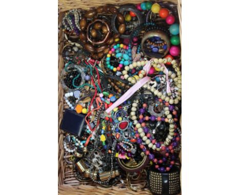 A quantity of vintage and contemporary costume jewellery to include necklaces, bracelets, earrings etc.