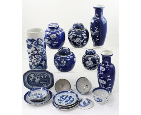 A quantity of Oriental ceramics to include ginger jars and covers, all with double ring mark to bases.