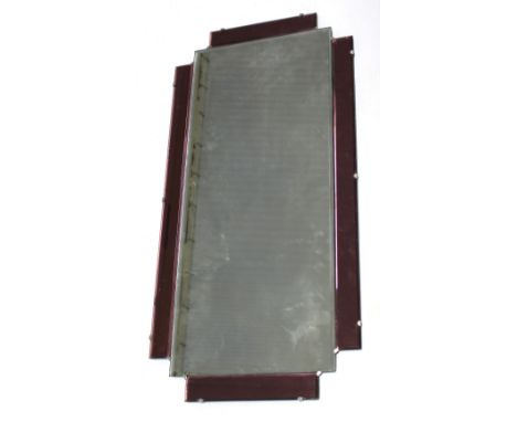 A vintage Art Deco rectangular wall mirror, clear bevelled glass centre with purple bevelled glass stepped edging, length 92c