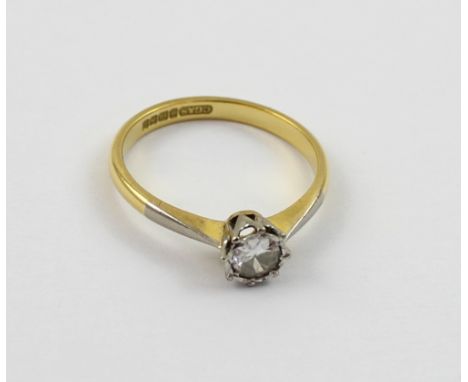 An 18ct gold diamond solitaire ring, diamond just under 0.5ct, size P, approx 3g.