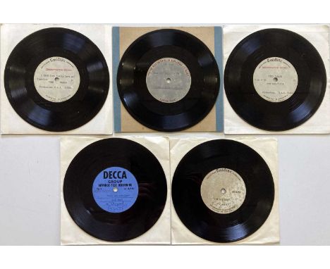 60s 7" ACETATES (MAINLY UNRELEASED). Unique pack of 5 x UK 7" acetates which we believe date from the 60s with 4 appearing to
