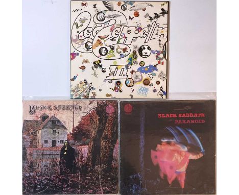 BLACK SABBATH/LED ZEPPELIN - EARLY UK PRESSING LPs. Wicked pack of 3 x early UK pressing LPs of these classic albums! Titles 