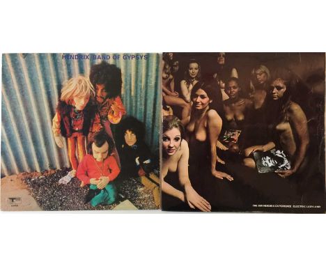 JIMI HENDRIX - ELECTRIC LADYLAND (BLUE TEXT) AND BAND OF GYPSYS - ORIGINAL UK PRESSINGS. Cracking bundle of 2 x iconic (origi