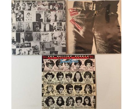 THE ROLLING STONES - EXILE/STICKY FINGERS/SOME GIRLS - LPs. Top pack of 3 x original/early classic 70s Stones LPs. Titles are