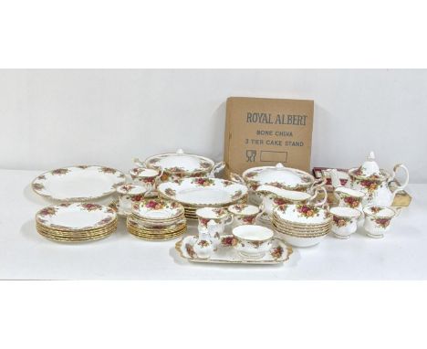 Royal Albert Old Country Roses part dinner/tea service to include a pair of tureens, teapot, and other items Location: 